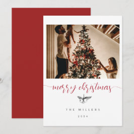 Black White Berries Sketch-familjen Foto jul Julkort