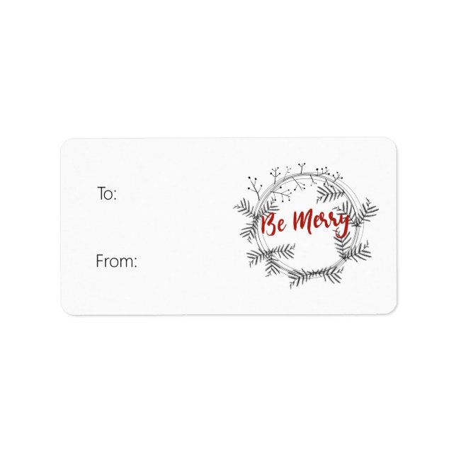 Black & White Berry Wandan | Röda penselbokstäver Adressetikett (Framsidan)