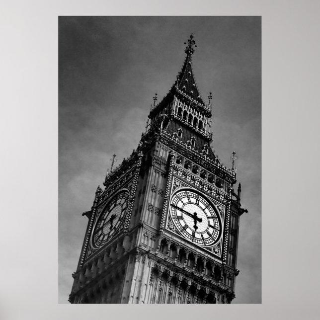 Black & White Big Ben Art Photography Poster (Framsidan)