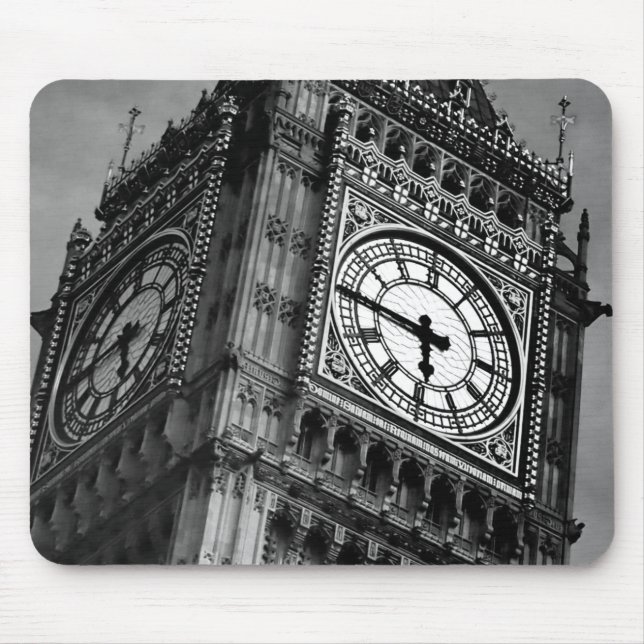 Black & White Big Ben Clock Torn Travel Europe Musmatta (Framsidan)