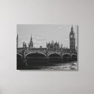 Black & White Big Ben Torn Palace of Westminster Canvastryck