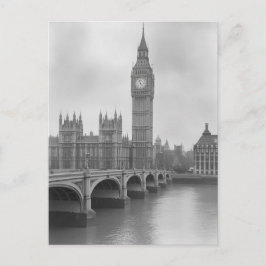Black & White Big Ben - Vintage London Landmark Vykort