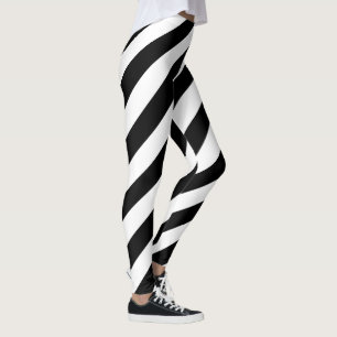 Black White Big Diagonal Rand Mönster Leggings