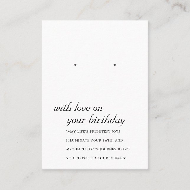 BLACK WHITE BIRTHDAY FRIEND EARRING VISNING CARD PLACERINGSKORT (Framsida)