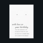 BLACK WHITE BIRTHDAY FRIEND EARRING VISNING CARD PLACERINGSKORT<br><div class="desc">Om du behöver ytterligare anpassningar kan du kontakta mig på yellowfebstudio@gmail.com.</div>