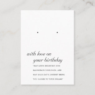 BLACK WHITE BIRTHDAY FRIEND EARRING VISNING CARD PLACERINGSKORT