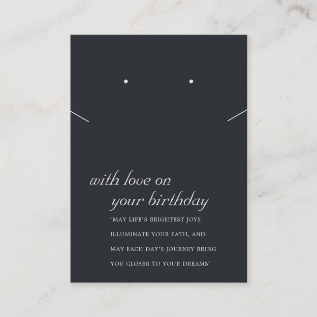 BLACK & WHITE BIRTHDAY GIFT NECKLACE EARRING Card Placeringskort (Framsida)
