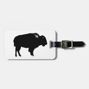 Black & White Bison Buffalo Silhouette-poppart Bagagebricka