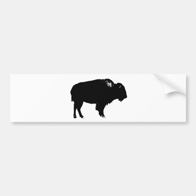 Black & White Bison Buffalo Silhouette-poppart Bildekal (Framsidan)
