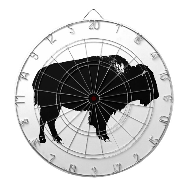 Black & White Bison Buffalo Silhouette-poppart Darttavla (Framsidan)