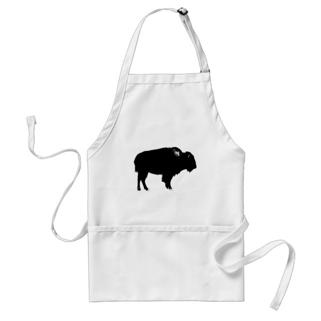 Black &amp; White Bison Buffalo Silhouette-poppart Förkläde (Framsidan)