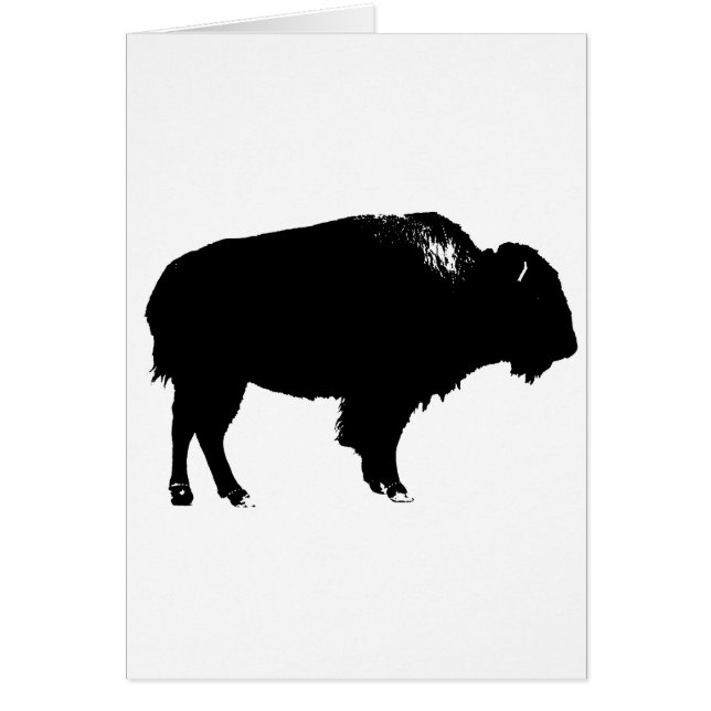 Black & White Bison Buffalo Silhouette-poppart Hälsningskort (Framsidan)