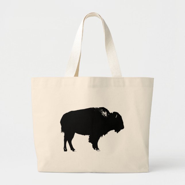 Black & White Bison Buffalo Silhouette-poppart Jumbo Tygkasse (Framsidan)