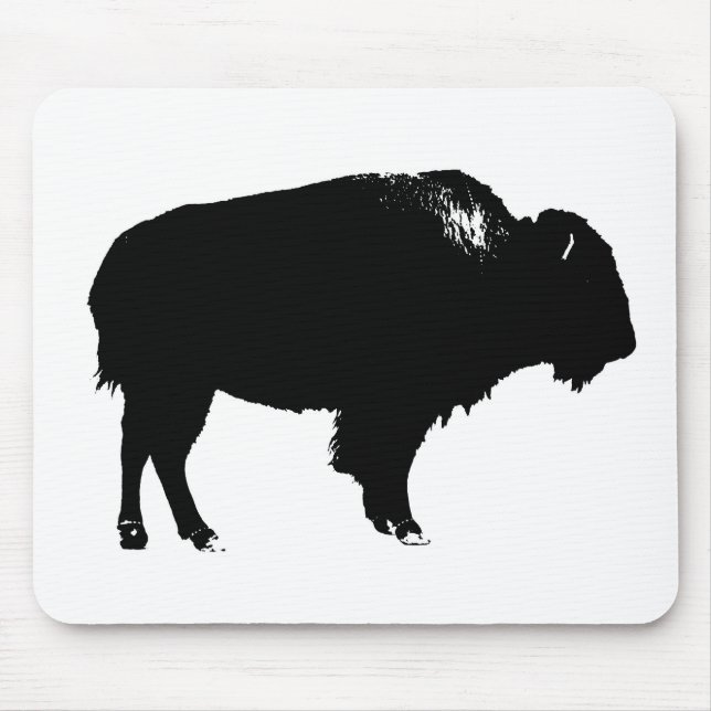 Black & White Bison Buffalo Silhouette-poppart Musmatta (Framsidan)