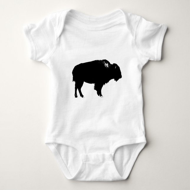 Black & White Bison Buffalo Silhouette-poppart T-shirt (Framsida)