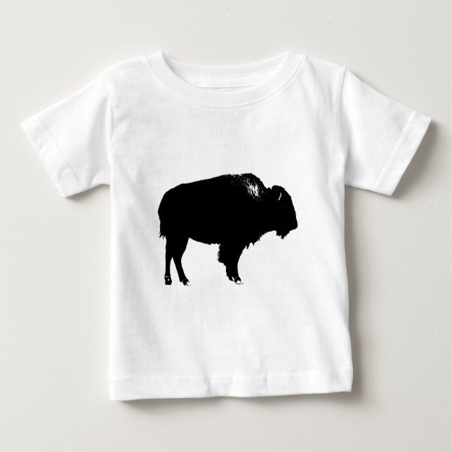 Black & White Bison Buffalo Silhouette-poppart T-shirt (Framsida)