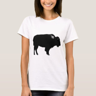 Black & White Bison Buffalo Silhouette-poppart Tee Shirt