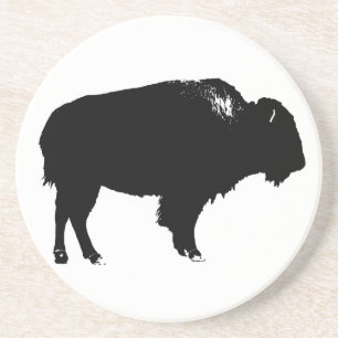 Black & White Bison Buffalo Silhouette-poppart Underlägg