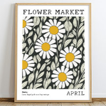 Black White Blommigt Daisy April Birkeland Market