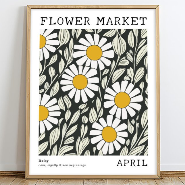 Black White Blommigt Daisy April Birkeland Market Poster (Skapare uppladdad)
