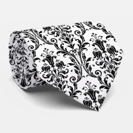 Black White Blommigt Damask Slips