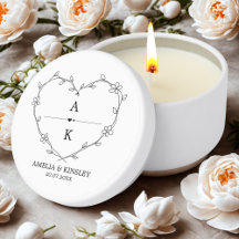 Black White Blommigt Heart Modern Monogram Bröllop