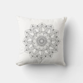Black White Blommigt Mandala v1 Kudde