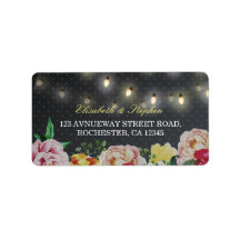 Black White Blommigt String Light Polka dots Bröll