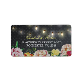 Black White Blommigt String Light Polka dots Bröll Adressetikett