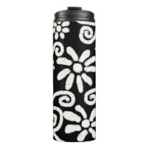 Black White Blommigt & Swirls Flowers Flower Mönst