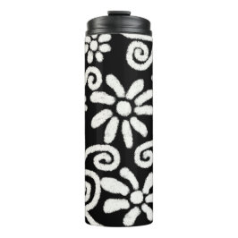 Black White Blommigt & Swirls Flowers Flower Mönst