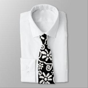 Black White Blommigt & Swirls Flowers Flower Mönst Slips