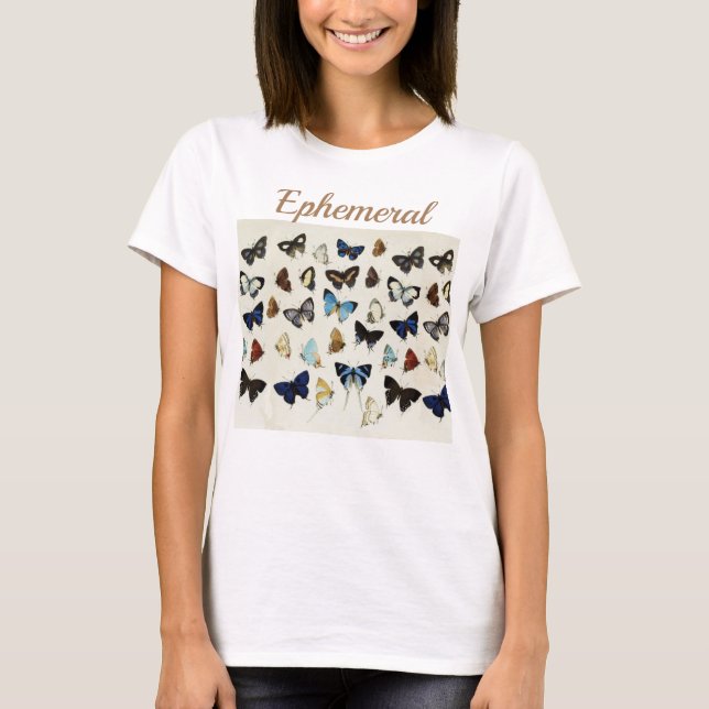 BLACK WHITE BLUE BUTTERFLIES Beauty Nature Älskare T Shirt (Framsida)