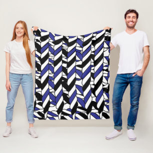 Black White Blue Rope Rand Fleecefilt