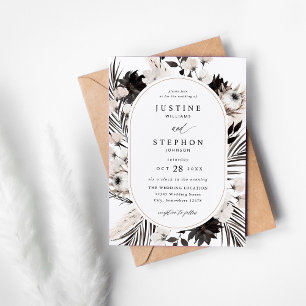 Black & White Boho Tropical Bröllop Inbjudningar