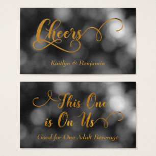 Black & White Bokeh, Guld Typography Drink Biljett