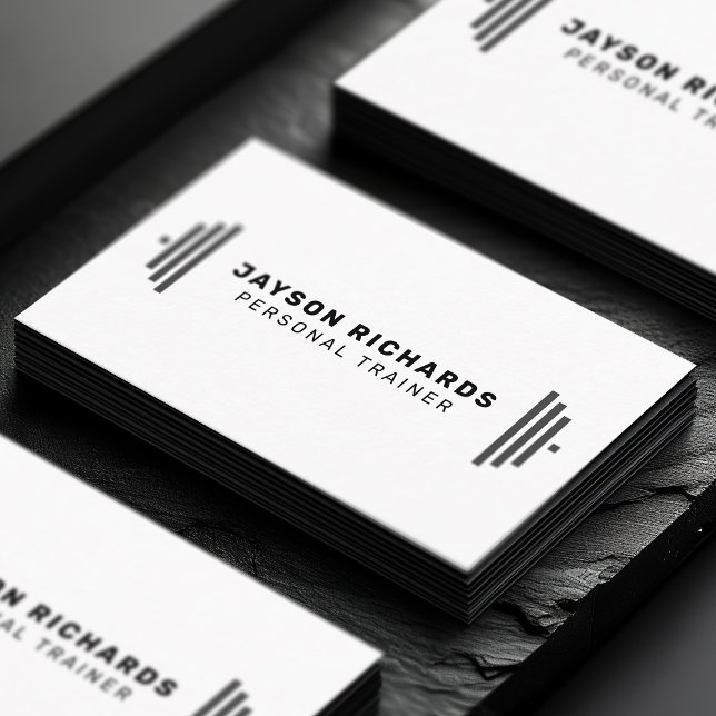 Black & White Bold Barbell Personal Trainer Simple Visitkort (Skapare uppladdad)