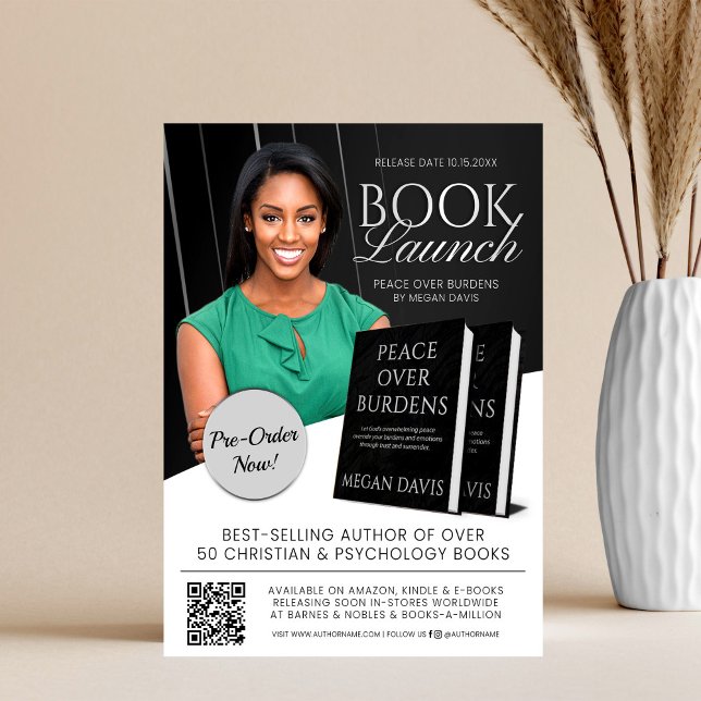 Black & White Book Launch Release Promotional Reklamblad (Skapare uppladdad)