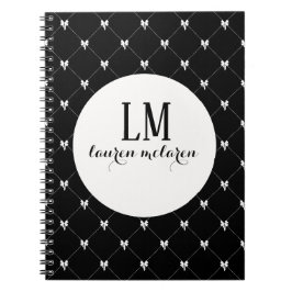 Black & White Bow Monogram Anteckningsbok