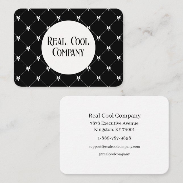 Black & White Bow Monogram Business Card Visitkort (Fram/baksida)