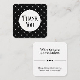Black & White Bow Monogram Thank You Card Tilläggskort