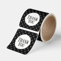 Black & White Bow Thank You Square