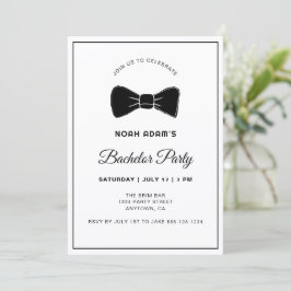 Black & White Bow Tie Modern Bachelor Party Invita Inbjudningar
