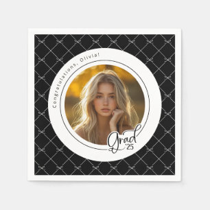 Black White Bows Photo Studentfest Napkins Pappersservett