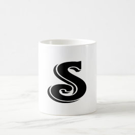 Black White Brev S Monogram Kaffemugg