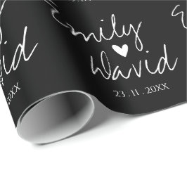 Black White Bride & Groom Namn Bröllop Presentpapper