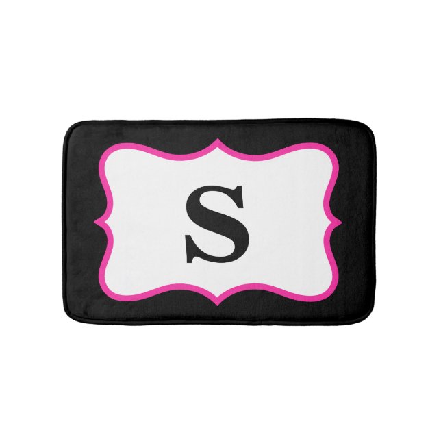 Black White Bright Rosa Monogram - startsida Badrumsmatta (Framsidan)
