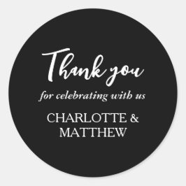 Black & White Bröllop Classic Round Sticker Runt Klistermärke