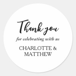 Black & White Bröllop Classic Round Sticker Runt Klistermärke