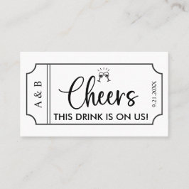 Black & White Bröllop Drink Biljett Voucher